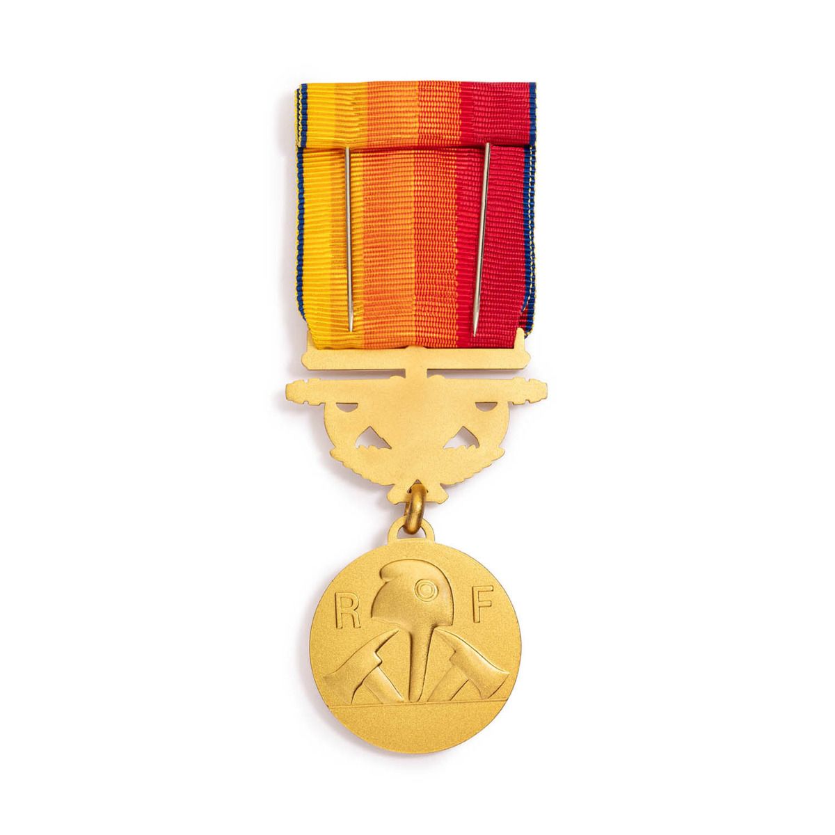 Médaille des Sapeurs Pompiers en bronze doré - Services Exceptionnels Échelon Or revers