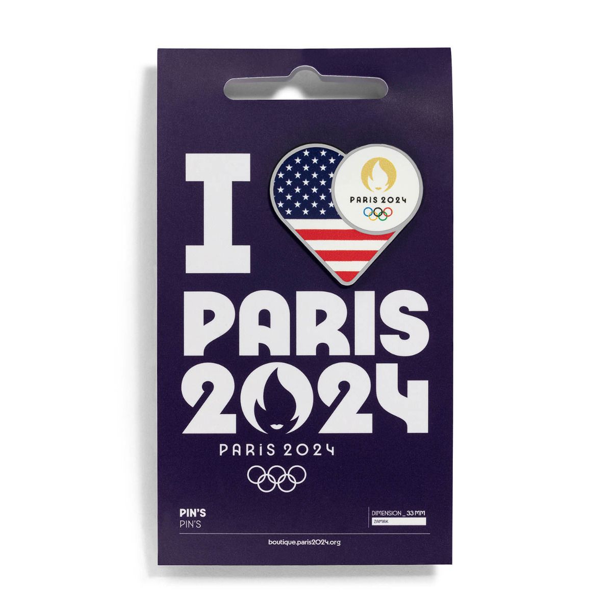 Pin's JO 2024 - Drapeau Etats-Unis en Zamack face