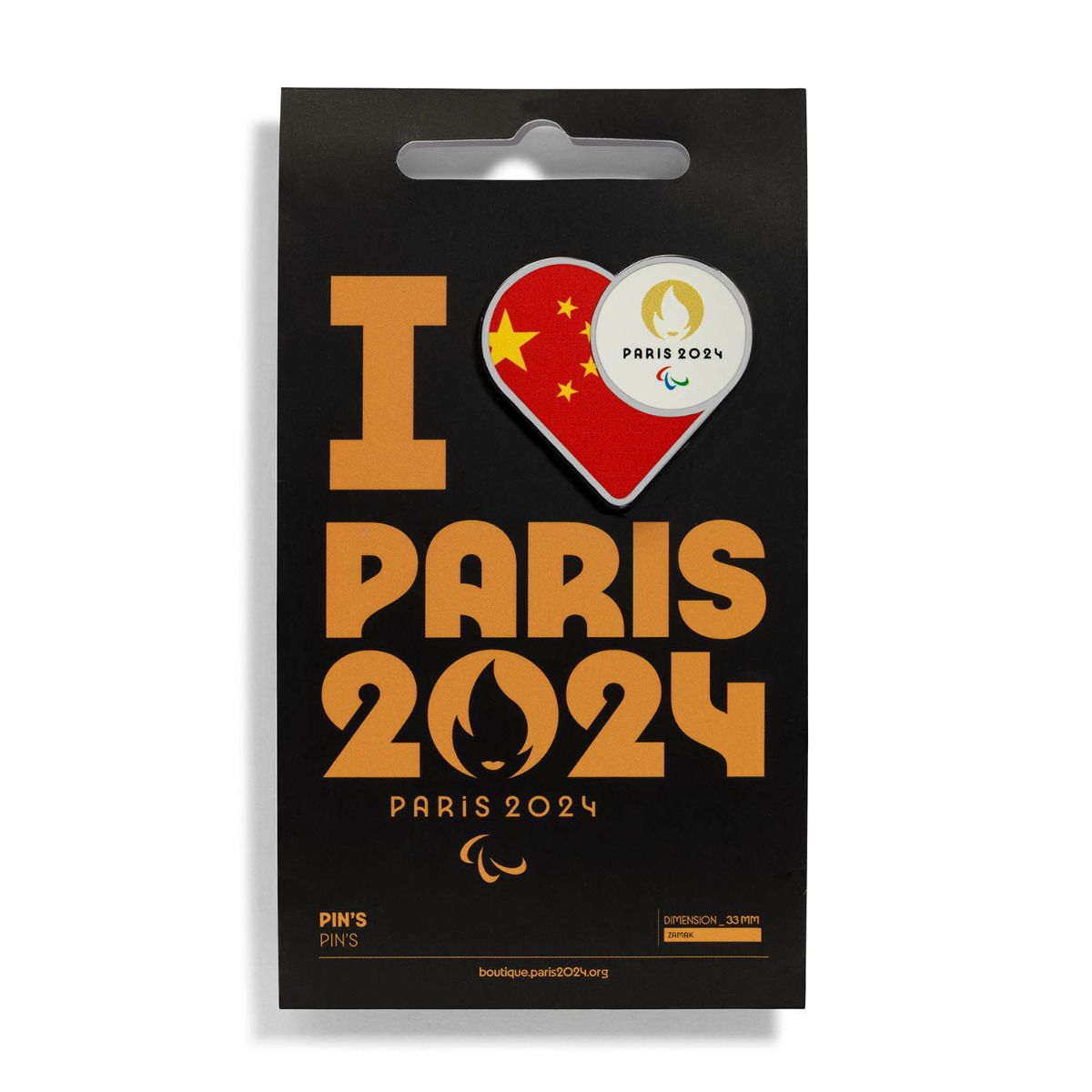 Pin's Para 2024 - Drapeau Chine en Zamack face